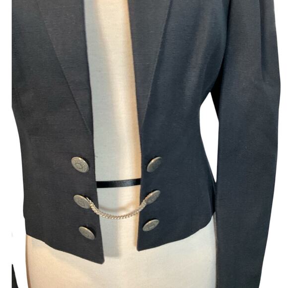 Hagro Structured 100% Wool Cropped Blazer Gorgouse Detail Timeless Classic SZ 38 - Picture 3 of 15